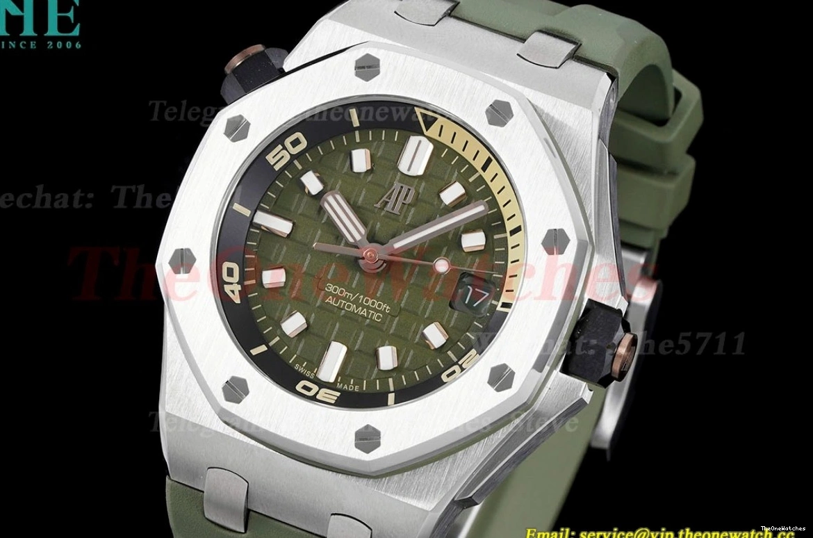 Green Royal 42mm Oak A4308 SS Stk Clone RU Diver Offshore APS 15720 Super 0511